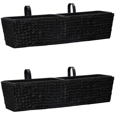 Fioriere da Giardino 2 pz in Giacinto Intrecciato Nero - Nero - Vidaxl