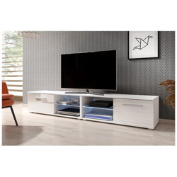 Mobile Tv Modernista Punes Bianco / bianco Lucido 140 Cm Led en oferta