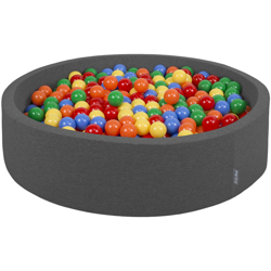 Piscina Di Palline 120X30cm/300 Palline Colorate Grande Tondo Per Bambini, Fabbricato In EU, Grigio Scuro: Giallo/Verde/Blu/Rosso/Arancione - grigio precio