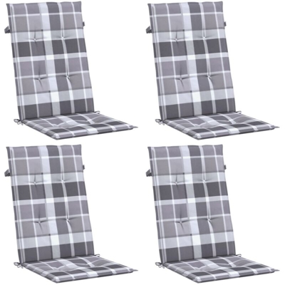vidaXL Cuscini per Sedie da Giardino 4 pz Grigi a Quadri 120x50x4 cm - Multicolore