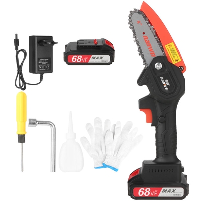 Asupermall - Mini motosega a batteria da 21 V Sega da potatura con spazzola elettrica da 4 pollici 2 confezioni da 2,0 A Batteria ricaricabile al