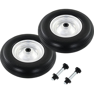 YOUTHUP Ruote per Carriola 2 pz con Asse in PU Solido 4.00-8 390 mm - Nero