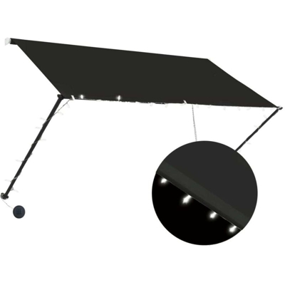 Tenda da Sole Retrattile con LED 250x150 cm Antracite - Grigio - Vidaxl