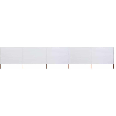 Paravento a 5 Pannelli in Tessuto 600x80 cm Bianco Sabbia - Bianco - Vidaxl