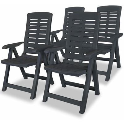 YOUTHUP Sedie Reclinabili Giardino 4 pz in Plastica Antracite - Grigio