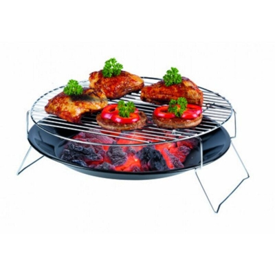 Vassoio rotondo per barbecue bbq 36cm in metallo con base pieghevole
