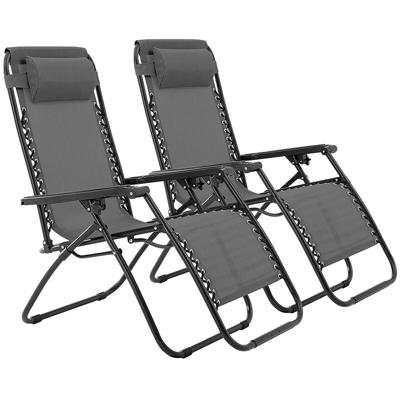 Set di 2 Sdraio da Giardino Pieghevoli - Con Cuscino - Piedini Antiscivolo - Verde - Vert