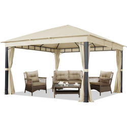 Gazebo da Giardino 4x4 m Alu Premium con Copertura del Tetto Impermeabile ca. 220 g/m² - 4 pareti Laterali crema características