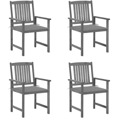 Sedie da Regista con Cuscini 4 pz in Massello di Acacia Grigio - Grigio - Vidaxl