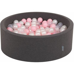 90X30cm/300 Palline ? 7CM Piscina Di Palline Colorate Per Bambini Tondo Fabbricato In EU, Grigio Sc:Rosa Ch-Perla-Trasparente - grigio sc:rosa precio