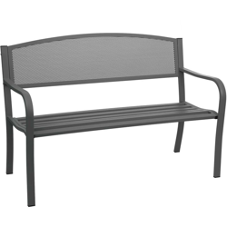 Panca panchina 2 posti da giardino HWC-F52 acciaio verniciato nero precio