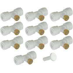 10PCS Ugelli di nebulizzazione con tee e spina Kit di ugelli di nebulizzazione da 1/4 di pollice Ugelli di nebulizzazione in ottone per sistema di características