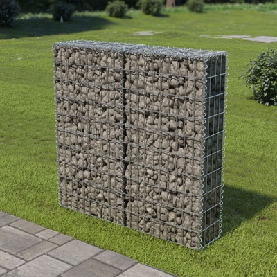 Gabbione con Copertura in Acciaio Zincato 100x20x100 cm - Argento - Youthup