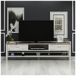 Mobile Porta Tv Rosa - Con Ante, Ripiani - Da Salotto - Legno, Bianco In Legno, 161,5 X 35,5 X 42 Cm precio