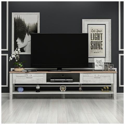 Mobile Porta Tv Rosa - Con Ante, Ripiani - Da Salotto - Legno, Bianco In Legno, 161,5 X 35,5 X 42 Cm