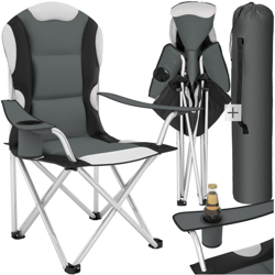 Tectake - sedia da campeggio imbottita - sedie pieghevoli, sedie campeggio, sedie da campeggio - grigio en oferta