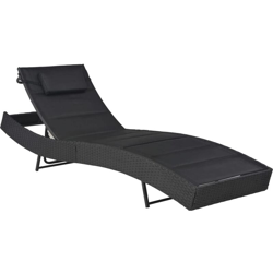 Asupermall - Lettino Prendisole in Polyrattan e Textilene Nero características