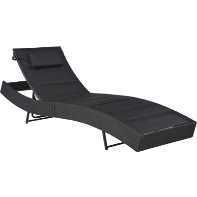 Asupermall - Lettino Prendisole in Polyrattan e Textilene Nero