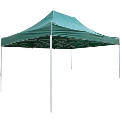 Gazebo Pieghevole Professionale 3 X 4,5 In Metallo Telo Verde Chiudibile Per Mercati Mercatini Feste Da Esterno E Giardino