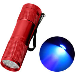 9LED Torcia UV Torcia Lampada Lampada Alluminio Ultravioletto Blacklight Detector torcia,Rosso en oferta