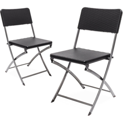 Sedia da Giardino Pieghevole in Stile Rattan, Modello BASTIAN, in Set da 2, HLP 82x44x50 cm, Nero precio