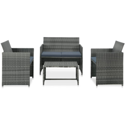 Set Divani da Giardino 4 pz con Cuscini in Polyrattan Grigio precio