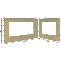 2 pannelli laterali con finestra PE 250 / 350x190cm Beige per Gazebo 3x4m en oferta