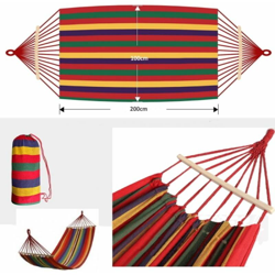 Foxtrade - AMACA SOSPESA IN TELA CON TENDICORDE IN LEGNO 200X100cm ROSSA en oferta