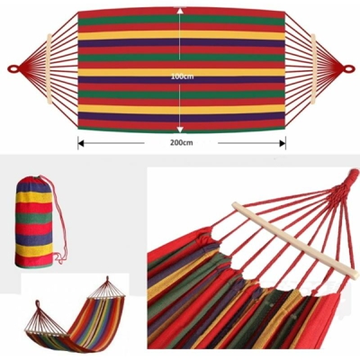 Foxtrade - AMACA SOSPESA IN TELA CON TENDICORDE IN LEGNO 200X100cm ROSSA