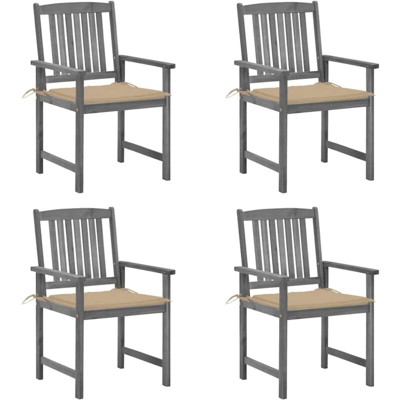 Sedie da Regista con Cuscini 4 pz in Massello di Acacia Grigio - Grigio - Vidaxl