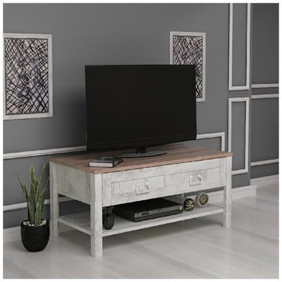 Mobile Porta Tv Sento - Con Ripiani - Da Salotto - Legno, Bianco In Legno, 90 X 42 X 45 Cm