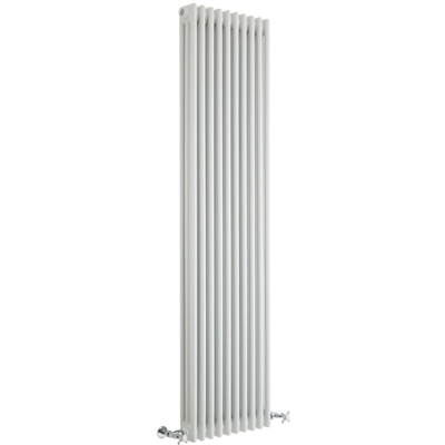 Hudson Reed Regent Radiatore Termoarredo di Design Verticale In Stile Ghisa - Termosifone Con Finitura Bianca - 3 x 10 Colonne - 1948W - 1800 x 470 x