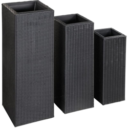 Letti Rialzati da Giardino 3 pz in Polyrattan Nero en oferta