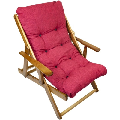 Maury'S Poltrona Relax Rossa Tinta Unita Comodona In Legno 3Posizioni Con Cuscino Imbottito