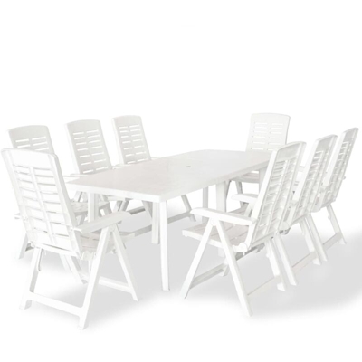 YOUTHUP Set da Pranzo da Giardino 9 pz in Plastica Bianco - Bianco