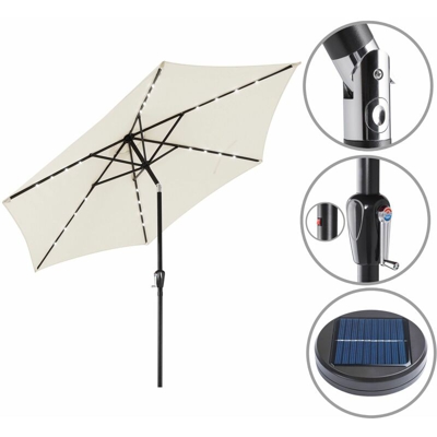Ombrellone con 24 luci LED Ø 300cm inclinabile con parasole idrorepellente crema