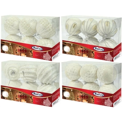 BOX NATALE 6 SFERE LUXURY BIANCO COLORI ASSORTITI - Maury's