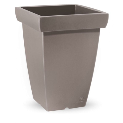 Vaso quadrato in resina 'Swing' h. 40 cm. Taupe