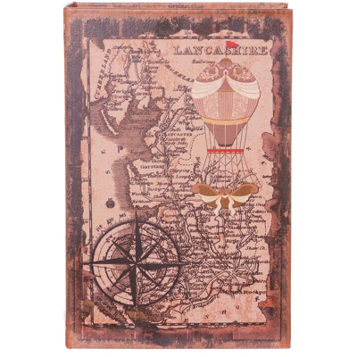 Scatola a libro con decoro da 27x18x7 cm beige