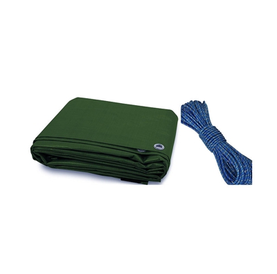 Telo Occhiellato Rinforzato Metri 4 x 5. Impermeabile e Antimuffa. Gr 210 per Metro Quadrato. In Omaggio Corda Elastica Multicolore di Metri 20 x