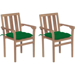 Sedie da Giardino 2 pz con Cuscini Verdi in Massello di Teak - Verde - Vidaxl características