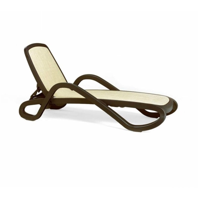 Lettino prendisole ' Alfa' con braccioli, in resina e tessuto -Caffè/Beige - Nardi