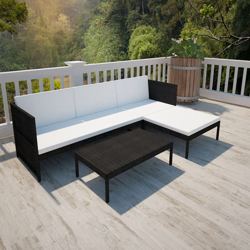 Set Divani da Giardino 3 pz con Cuscini in Polyrattan Nero precio