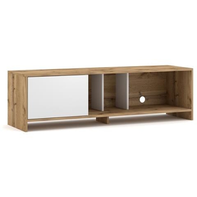 Elegante Supporto Tv Autoportante Rt V Clung, 140 Cm, Rovere Wotan / bianco Opaco