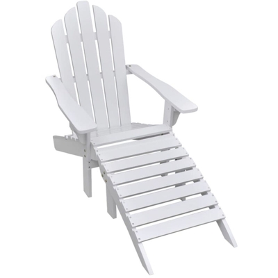 Asupermall - Sedia da Giardino con Poggiagambe in Legno Bianco
