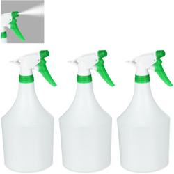 Relaxdays - Bottiglie Spray, Set da 3, Erogazione Regolabile, 1 Litro, Vaporizzatore, Nebulizzatore Piante, bianco/verde en oferta