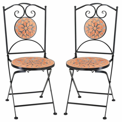Set di sedie a mosaico ROMA stile bistrò pieghevoli 2 unità per angolo caffè interni ed esterni sedia giardino