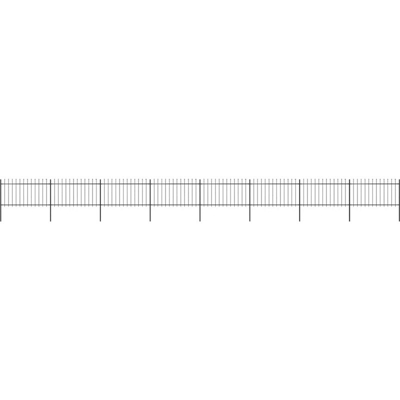 Recinzione da Giardino con Punta a Lancia Acciaio 13,6x1 m Nera - Nero - Youthup