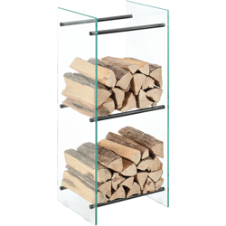 [en.casa] - Legnaia Decorativa per Interno 40 x 100 x 35 cm Deposito per Legna da Ardere Portalegna in Vetro con Aste di Supporto in Acciaio características