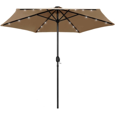 Ombrellone con Luci a LED e Palo Alluminio 270 cm Grigio Talpa - Grigio - Vidaxl